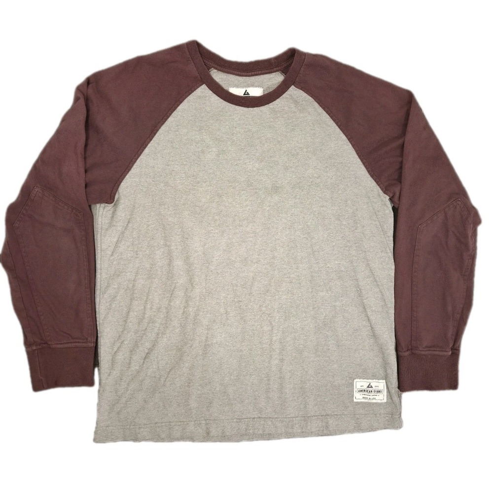American Giant 2 Tone Raglan Baseball T Shirt Mens XL Long Sleeve Made In USA